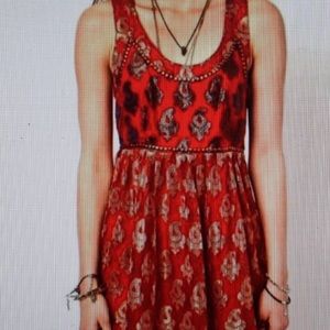 NWOT metallic print red dress